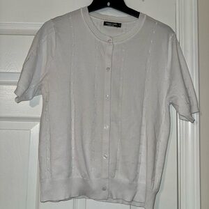 White Short Sleeve Cardigan